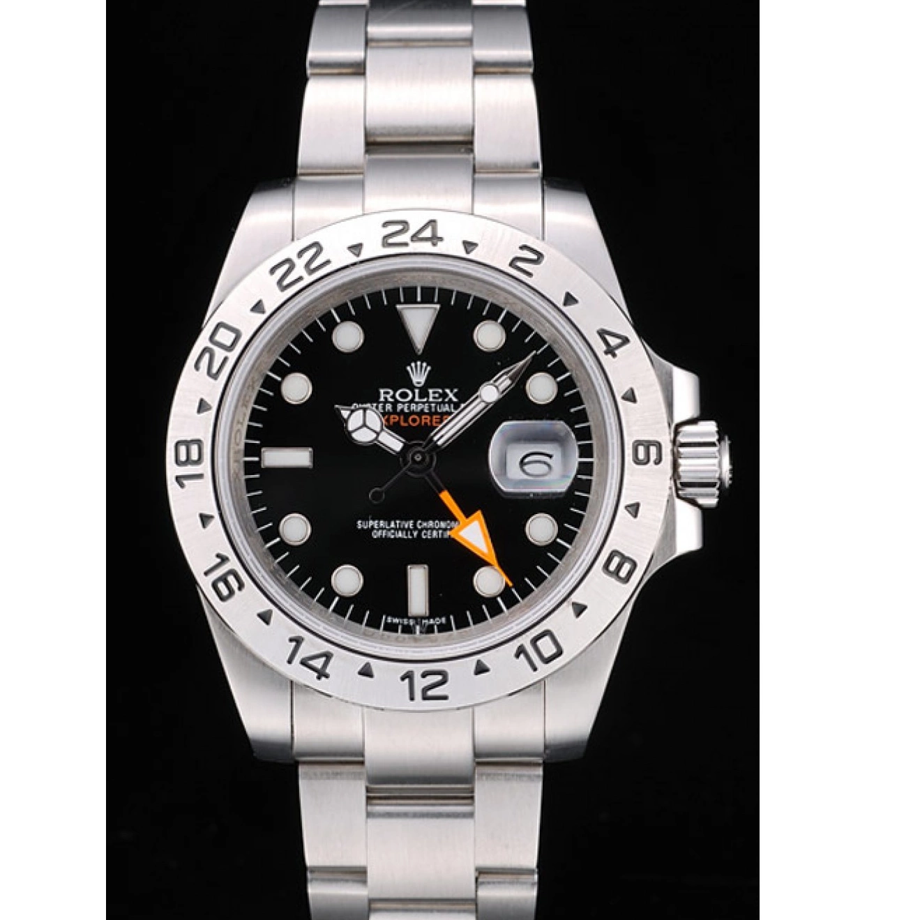 Aaa replica watch Stainless Bezel Dial Steel Black Watch Explorer Rolex 0623